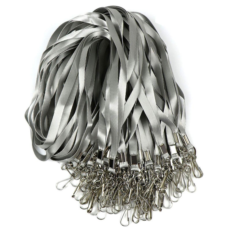 Beebel Gray Lanyard Bulk Lanyards for Id Badges Flat Lanyard with Badge Clip Swivel Hook 50 Pack - Image 1